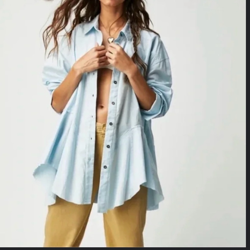 NWOT We The Free Freya Poplin Tunic - Size Large/ Baby Blue